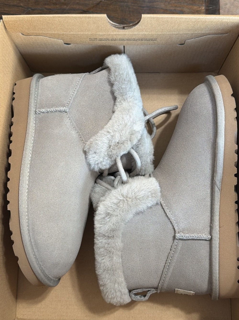 UGG Kids Faux-Fur Ankle Boots - Light Gray
